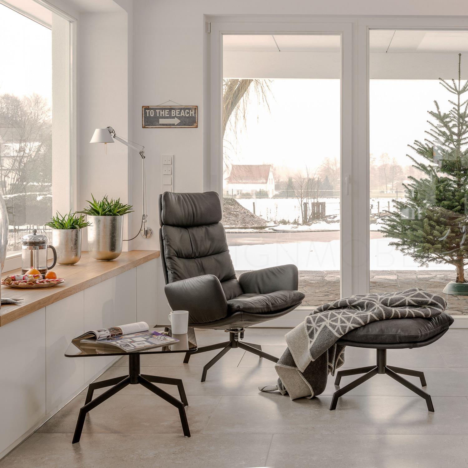 ARVA LOUNGE Armlehnensessel mit Kopfstütze & 4-Fuss-Stern-Gestell